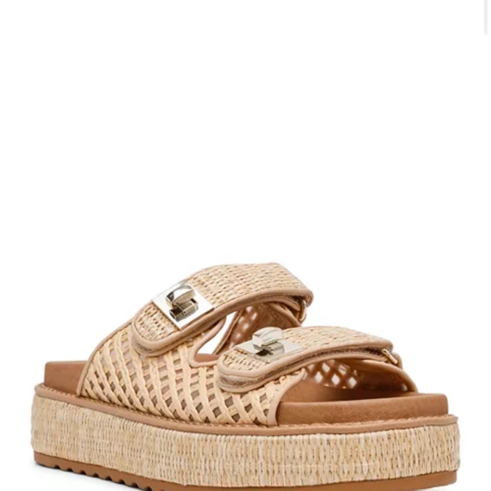 Steve Madden Beige Woven Platform Sandals